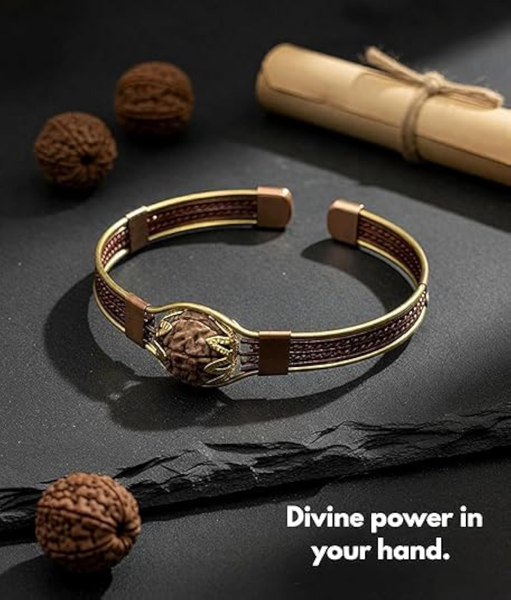 Adjustable Rudraksha Kada Bracelet for Men & Women